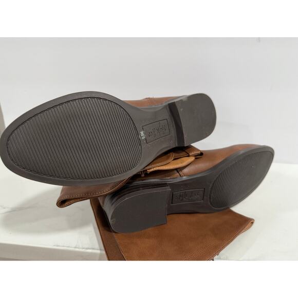 Style & Co Brown Knee High Riding Boots Buckle Strap Faux Leather Classic 6.5 M - Picture 10 of 13